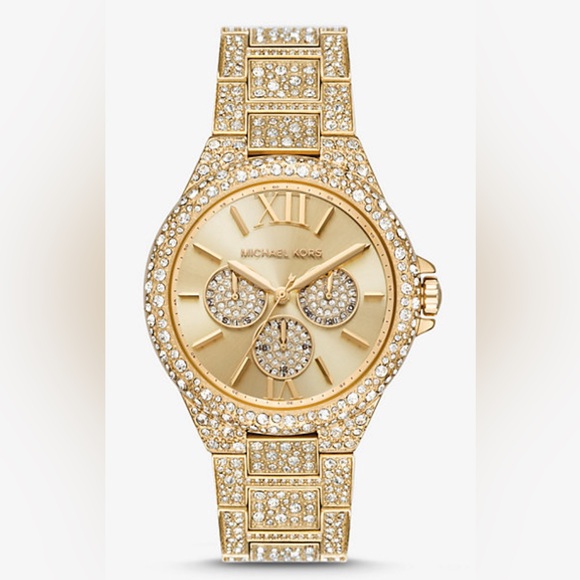 MK6958 MICHAEL KORS Oversized Camille Pavé Gold-Tone Watch - Picture 1 of 1